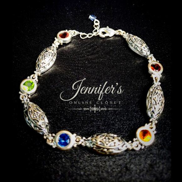 3/$25 Silver Tone & Multi-Colored Rhinestone Bracelet - Picture 5 of 8